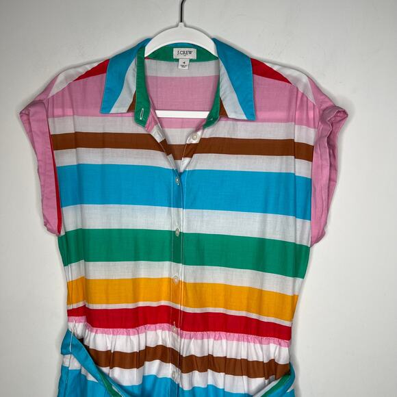 J. Crew Rainbow Stripe Midi Shirt Dress Size 4 - Picture 6 of 8